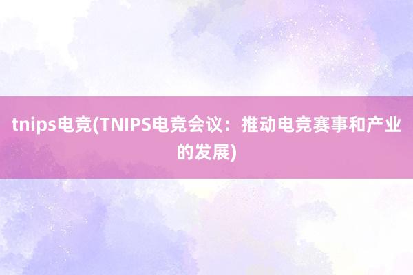 tnips电竞(TNIPS电竞会议：推动电竞赛事和产业的发展)