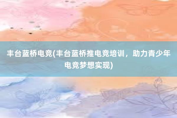 丰台蓝桥电竞(丰台蓝桥推电竞培训，助力青少年电竞梦想实现)