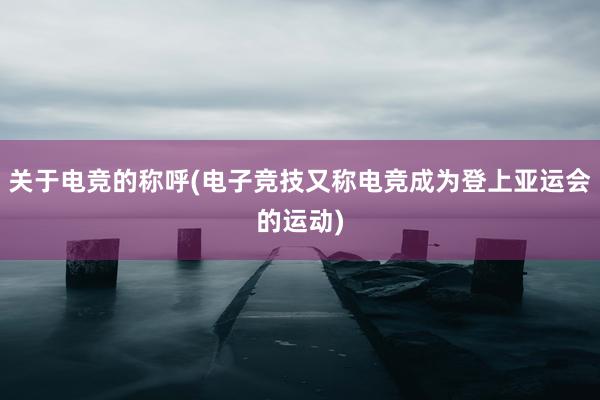 关于电竞的称呼(电子竞技又称电竞成为登上亚运会的运动)