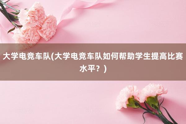 大学电竞车队(大学电竞车队如何帮助学生提高比赛水平？)