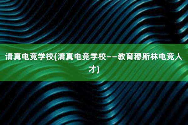 清真电竞学校(清真电竞学校——教育穆斯林电竞人才)