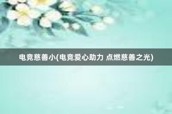 电竞慈善小(电竞爱心助力 点燃慈善之光)