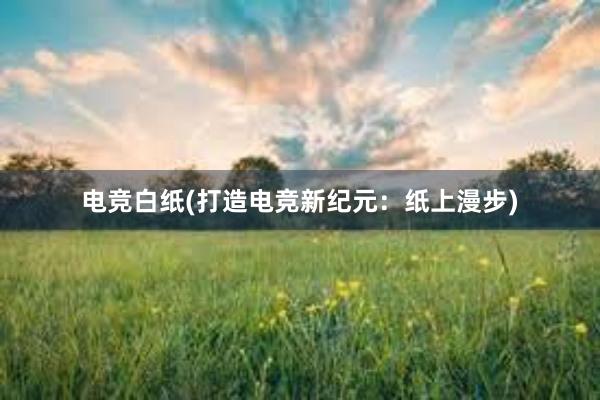 电竞白纸(打造电竞新纪元：纸上漫步)