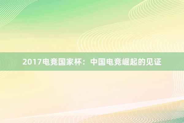 2017电竞国家杯：中国电竞崛起的见证