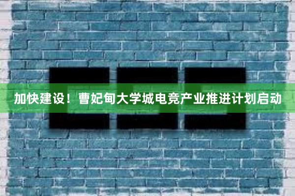 加快建设！曹妃甸大学城电竞产业推进计划启动