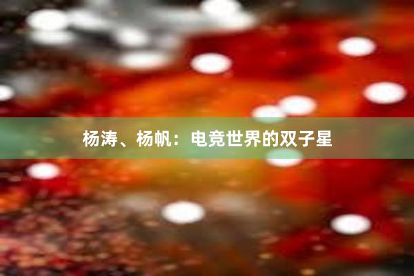 杨涛、杨帆：电竞世界的双子星