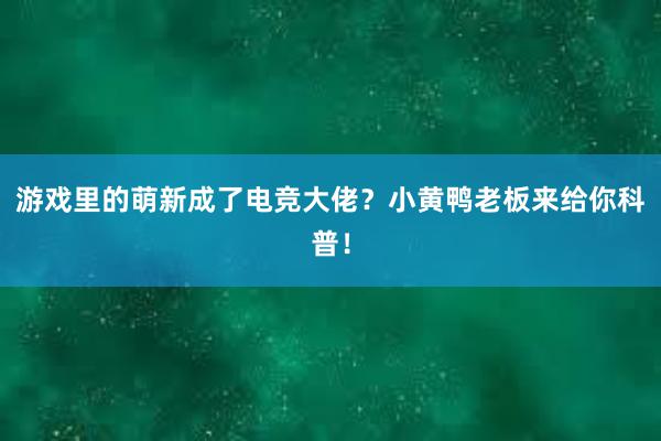 游戏里的萌新成了电竞大佬？小黄鸭老板来给你科普！